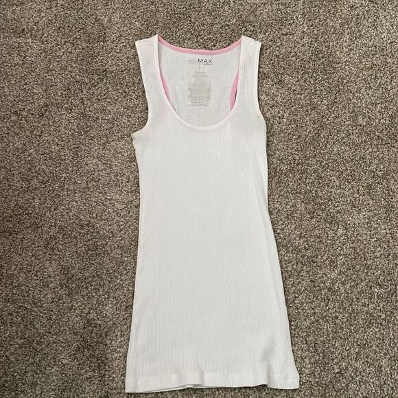 BCBGMaxAzria White Tank Top with Pink Trim - Picture 1 of 3